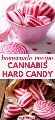 homemade recipe for making candy that looks like candies and lollipops with the words, homemade recipe cannabisis hard candy