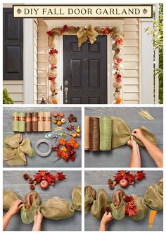 diy fall door garlands and decorations for the front door are easy to make