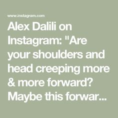 Alex Dalili on Instagram: "Are your shoulders and head creeping more & more forward?
Maybe this forward head and rounded shoulder posture is even creating upper back tension, neck pain, or headaches? Or it’s possible you just notice it at this point but want to make sure it doesn’t get any worse, or possibly even reverse it.
You may feel this postural change is inevitable as you age, but it doesn’t have to be! With consistency with simple mobility and strengthening moves, you can maintain & even improve the alignment of your head, neck, and shoulders.

So what do you do about it?
1-Regular mobility work of the upper back, shoulders, and shoulder blades
2-Strengthening of the upper back and shoulder blades
3-Stretching through the chest
4-Addressing other factors (lifestyle, breathing patte How To Reverse Neck Hump, How To Stretch Shoulder Blades, Upper Shoulder Stretch, Forward Shoulder Adjustment, Fix Forward Head Posture, Shoulder Posture