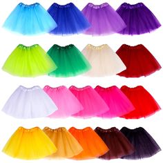 PRICES MAY VARY. Package included: 18 pcs multicolor toddler ballet tutu skirt (the tutu has 3-layer tulle, each girls tutu skirt has one color featuring pink, white, blue, red,black, purple, khaki, green, etc.), which will meet your kids dressing up demand and make your girls more adorable and beautiful. Size tutu for girls: our 18 solid color ballet tutu skirt measures 11.8 inches long and the waistline is 16-25 inches. The waistband can stretch up to 26inches. Suitable for girls 2-8 years old Toddler Girl Birthday Party, Red Tutu Skirt, Halloween Tutu Dress, Princess Tutu Dresses, Toddler Ballet, Baby Costumes Girl, Red Tutu, Halloween Tutu, Tulle Long Skirt