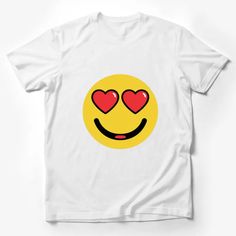 Heart Eyes Smiley Face T-Shirt, Cute Love Emoji Graphic Tee, Yellow Happy Shirt for All Ages Male T-Shirt Custom graphic T-Shirt.Customize your color Valentine's Day Casual T-shirt With Funny Print, Valentine's Day Funny Print Casual T-shirt, Fun Heart Graphic Crew Neck T-shirt, Fun Crew Neck T-shirt With Heart Graphic, Funny Graphic Print T-shirt For Valentine's Day, Cute White T-shirt With Smiley Face, Valentine's Day Fun Short Sleeve T-shirt, Fun Valentine's Day T-shirt With Short Sleeves, Fun Short Sleeve T-shirt For Valentine's Day