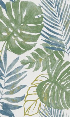 tropical botanical leaf wallpaper Wallpaper Hijau, Wonderland Decor, Wallpaper Estetika, Pastel Design, Tropical Background, Plant Background, Whatsapp Wallpaper, Tropical Leaf Print, Tropical Wallpaper