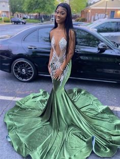 Beaded Prom Dresses, Green Mermaid, Cute Prom Dresses