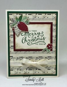 a merry christmas card with music notes and holly berry on it, featuring the words merry christmas to you