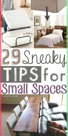 the cover of 29 sneaky tips for small spaces, including couches and tables