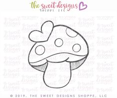 the sweet designs shoppe logo with a mushroom on it