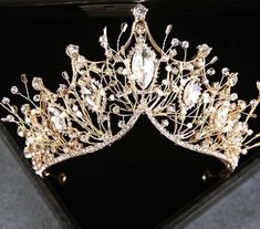 Crystal Crown Available In GOLD & SILVER - Crystal Tiara Crown - Birth – By Order Of The Queen Floral Embroidery Dress, Colorful Gemstones, Rhinestone Bra, Skirt Tulle, Silver Tiara, Pearl Tiara, Black Lace Bodysuit, Diamond Tiara, Rhinestone Crown