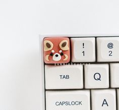 a close up of a keyboard with a small animal on it's key board