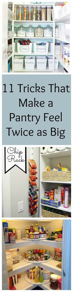 an open refrigerator with the words 11 tricks that make a pantry feel twice as big