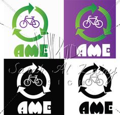 four different types of stickers that say bike, ame, and go on