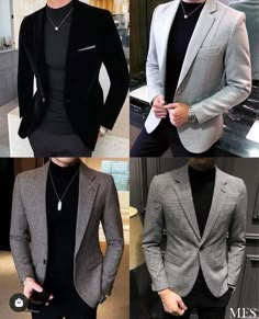 Mens Fashion Casual Work Outfit Ideas, Suit No Shirt, Mens Fashion Blazer Wedding, Mens Blazer Style Fashion Ideas, Mens Fashion Dress Shirts, Suits And Ties, Stylish Mens Suits