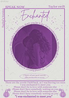 a poster with the words, speak now and an image of two women hugging each other