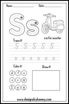 the letter s is for scooter worksheet