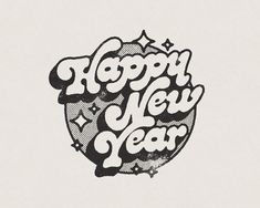 the words happy new year written in black ink