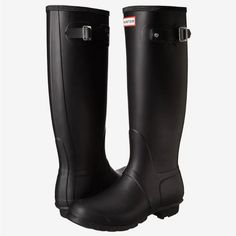 New In Original Box. Classic Black Waterproof Boots, Modern Black Boots With Rubber Sole, Black Ice Hunter Boots, Hunter Boots Black, Hunter Refined, Black Knee-high Rain Boots For Winter, Black Knee-high Waterproof Boots For Outdoor, Tall Hunter Boots, Black Waterproof Ankle-high Rain Boots