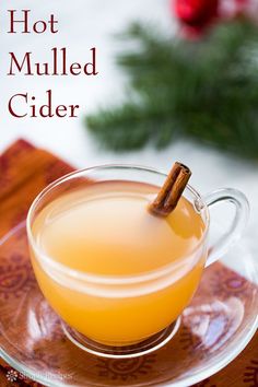 a hot mulled cider in a glass cup