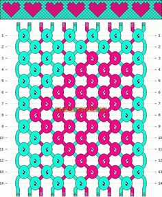 the pattern is shown in blue and pink, with numbers arranged on each side to make it