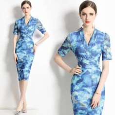 This Dress is fashionable for every occasion. the dress is made-to-order by professional tailors. You can choose from 50 colors, Regular sizes 2 to 16 and plus sizes 14w to 26W. Custom size is also available.. The product details: Age: MIDDLE AGE, Closure Type: zipper, Decoration: Printing, Dresses Length: Knee-Length, Elasticity: Non Strech, Fabric Type: Chemical Fiber, Fit Type: Slim, Gender: Women, Material: Polyester, Material Composition: Synthetic fiber, Neckline: O-Neck, Pattern Type: Flo Elegant Blue V-neck Summer Dress, Elegant V-neck Dress With Notched Neckline And Floral Print, Fitted V-neck Dress With Floral Print And Notched Neckline, Elegant Blue Floral Print V-neck Dress, Summer Office Dresses With Notched Neckline, Elegant Floral Print V-neck Dress With Notched Neckline, Summer Formal Fitted V-neck Dress, Summer Office Fitted V-neck Dress, Fitted V-neck Dress With Short Sleeves For Office