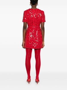 Maje floral-print Sequinned Mini Dress | Red | FARFETCH Festive Mini Sequin Dress, Embellished Sequin Fabric For Holiday, Mini Length, Holiday Embellished Sequin Fabric, Festive Mini Dress With Contrast Sequin, Festive Contrast Sequin Mini Dress, Red Mini Sequin Dress, Glamorous Short Sleeve Sequin Dress With Contrast Sequins, Red Contrast Sequin Summer Dress, Glamorous Short Sleeve Sequin Dress With Contrast