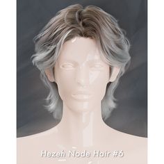 a white mannequin head with grey hair