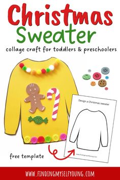 christmas sweater craft for toddlers and preschoolers with free printables on it