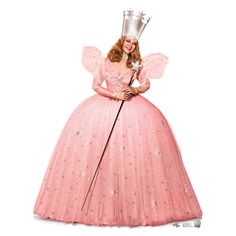 a woman in a pink dress with a crown on her head and holding a wand