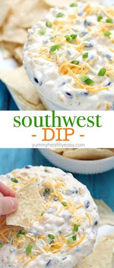 this southwest dip is loaded with cheese, black olives and green onions it's the perfect appetizer for any party