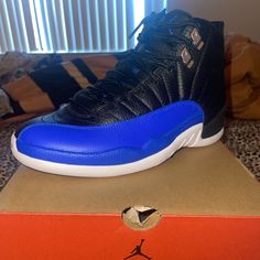 Air Jordan 12 Retro Women’s Size 10.5 Brand New Blue Jordan Shoes With Air Max Cushioning For Sports, Blue Synthetic High-top Sneakers For Light Sports, Blue Jordan Shoes With Air Max Cushioning, Jordan Mid-top Shoes With Air Cushioning, Blue High-top Jordan Shoes With Air Max Cushioning, Blue Low-top Jordan Shoes With Air Max Cushioning, Blue Leather Jordan Shoes With Air Max Cushioning, Blue Synthetic Jordan Shoes For Light Sports, Mid-top Synthetic Jordan Shoes With Air Cushioning