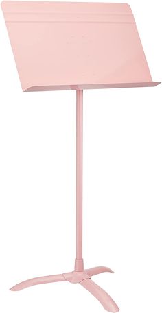 a pink music stand with a sheet on it