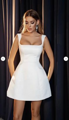 White Graduation Dress University, White Mini Dress Graduation Classy, Timeless White Dress, Grad Ceremony Outfit, Short Bride Dress, White Dress For Wedding, Grad Dresses Short, Hot Prom Dress, Civil Wedding Dresses