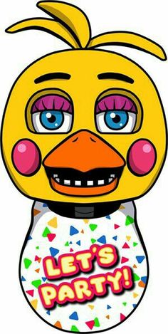 an image of a cartoon bird with party decorations on it's head and the words let's party