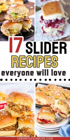 Collage of sliders and mini sandwiches. Easy Dinner Ideas With Hawaiian Rolls, Sliders With Soup, Hawaiian Slider Sandwiches, Hot Sandwich Recipes Hawaiian Rolls, Garlic Bread Sandwich Recipes, Recipes For Hawaiian Rolls, Easy Summer Sandwiches, Cold Sliders Hawaiian Rolls, Haiwan Roll Sliders