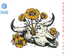 an animal skull with flowers on it's back and the words png written below