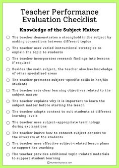 the teacher performance checklist for students to use in their writing and speaking skills, including