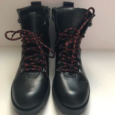 Brand New Without Original Tags Guess Combat Style Boots Black With Red And Black Laces. Size 9 1/2 M Black Lace-up Boots With Red Sole, Casual Boots With Red Sole In Synthetic Material, Casual Boots With Red Sole, Casual Black Boots With Red Sole, Casual Black Lace-up Boots For Walking, Black Lace-up Boots For Walking In Fall, Black Lace-up Boots For Fall Walking, Guess Boots, Combat Style