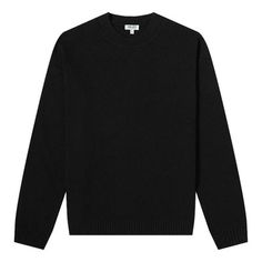 Men's KENZO Solid Color Round Neck Long Sleeves Pullover Black F965PU2043BA-99 Classic Sweater With Ribbed Collar For Streetwear, Classic Ribbed Collar Sweater For Streetwear, Classic Black Crew Neck Sweater, Classic Black Crew Sweater, Classic Black Sweatshirt, Black Pullover, Stylish Sneakers, Long Sleeve Pullover, Perfect Pair