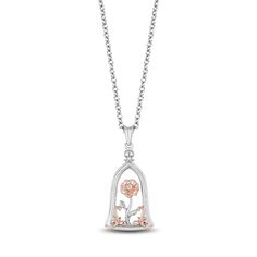 Disney Belle Inspired Rose Jar Diamond Pendant 14K Rose Gold | Enchanted Disney Fine Jewelry Enchanted Disney, Disney Belle, Enchanted Disney Fine Jewelry, Disney Fine Jewelry, Disney Jewelry, Jewelry Stand, Shop Engagement Rings, Size 10 Rings, Silver Diamonds