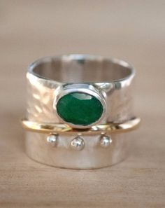 Smaragd Ring, Natural Emerald Rings, Meditation Rings, Silver Spinner Rings, Ring Emerald, Labradorite Ring, Spinner Rings, Emerald Ring, Sterling Ring