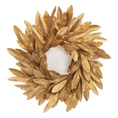 a gold leaf wreath on a white background