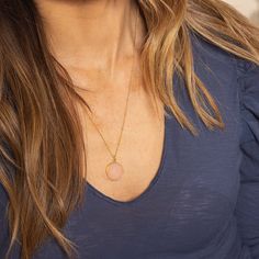 Rose Quartz Round Disc Necklace Minimalist Style Long Layering Necklace with 22 inch 14k Gold Filled Satellite Chain Mother's Day gift idea Size: 20mm diameter Note that due to the handmade nature of these genuine stones, measurements are approximately and might vary slightly for each stone. Chain: 18, 20 or 24 inches satellite chain Chain Material: 14k Gold Filled with spring ring clasp.Bezel of the pendant is Vermeil Gold (14k gold plated over Sterling Silver) Made in the USA. Jewelry Care: To Pink Jewelry For Meditation, Minimalist Pink Necklaces, Minimalist Pink Round Necklaces, Everyday Jewelry With Natural Stones And Rose Quartz, Minimalist Crystal Necklace As Gift, Minimalist Rose Quartz Jewelry For Gifts, Minimalist Rose Quartz Jewelry As Gift, Minimalist Rose Quartz Jewelry Gift, Rose Gold Rose Quartz Jewelry For Meditation