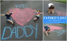 two children are drawing on the pavement with chalk