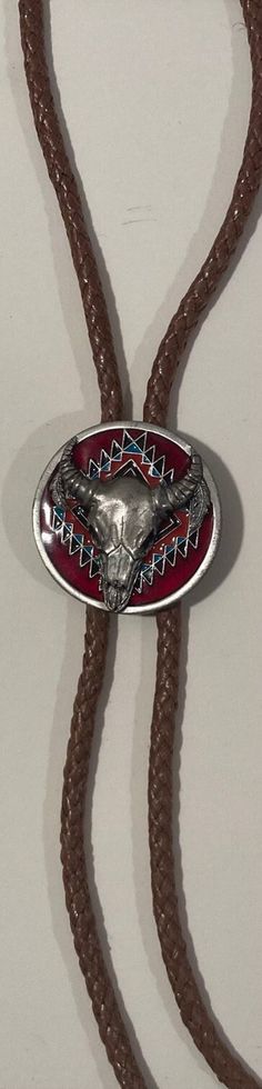 Vintage 1993 Metal Bolo Tie, Nice Bull Design with Red Enamel, Nice Western Design, 1 1/2" x 1 1/2", Quality, Heavy Duty, Country & Western, Cowboy, Western Wear, Horse, Apparel, Accessory, Tie, Nice Quality Fashion, Free Shipping in the U.S. Western Style Red Jewelry As Gift, Boy Western, Bull Design, Bolo Ties, Western Design, Bolo Tie, Cow Boy, Cowboy Western, Tie Accessories