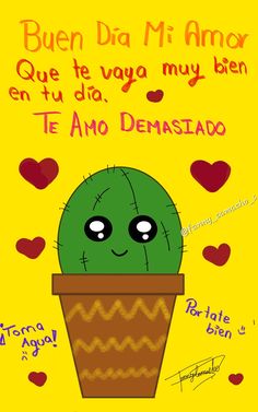 a poster with a cactus in a pot and hearts on the wall behind it that says,