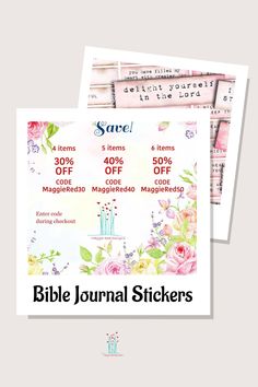 the printable bible journal stickers are on display