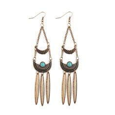 Earring Type: Drop Earrings Fine or Fashion: Fashion Item Type: Earrings Shape\pattern: Geometric Style: Bohemia Material: Stone Metals Type: Zinc Alloy Earrings Native American, Earrings Moon, Feather Headdress, Aqua Shoes, Earring Type, American Jewelry, Shape Pattern, Native American Jewelry, Headdress