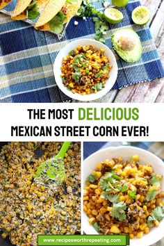 Collage showing how to make Mexican Street Corn.