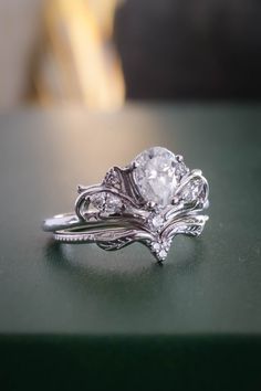 a close up of a ring on a table