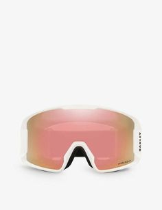 an image of a pair of ski goggles with pink lenses on white background