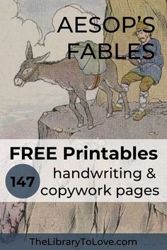 the aeop's fables free printables for handwriting and copywork pages