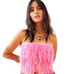 Urban Outfitters Textured Fluffy Tube Top Pink Strapless Ribbing And A Keyhole Cutout At The Back Medium New With Tag Extra Button Included Festival Concert Girls Night Bachelorette Party Birthday Pink Feather Tube Top, Fluffy Tube Top, Pink Tube Top, Festival Concert, Urban Outfitters Tops, Party Birthday, Tube Top, Girls Night, Bachelorette Party